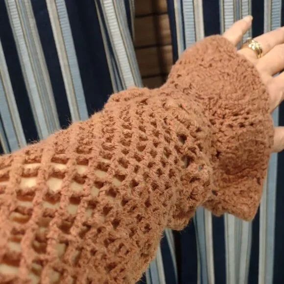 CROQUET CLUB VINTAGE Y2K RAMIE/COTTON CROCHET SWEATER CROPPED BOHO  SIZE 18/20 - Picture 13 of 13